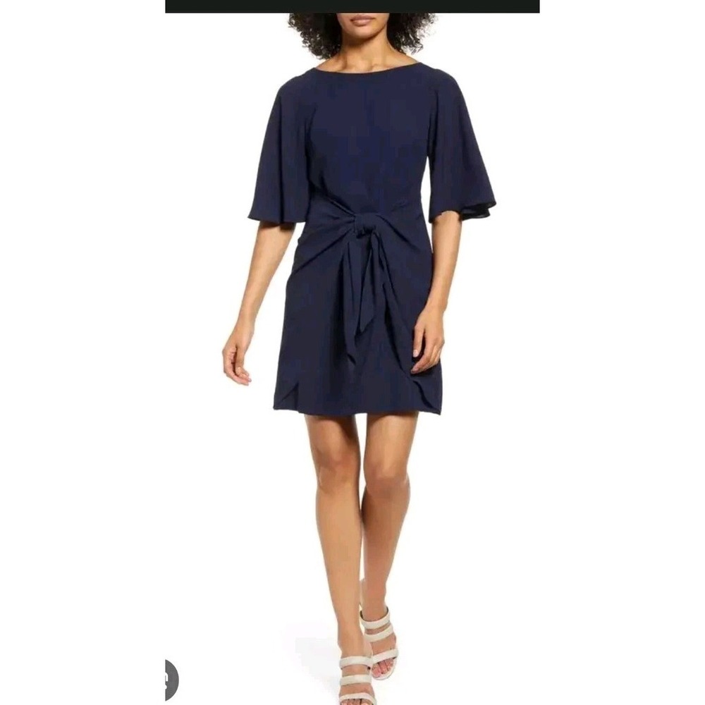 Vince‎ Camuto Women's Navy Flutter Sleeve Dress